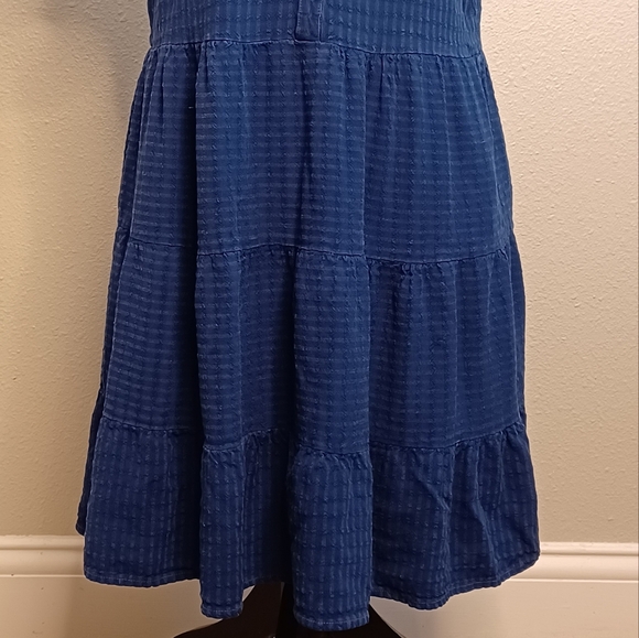 Anthropologie Amadi Blue Ruffle Tiered Linen Blend Modest Dress - Picture 4 of 14